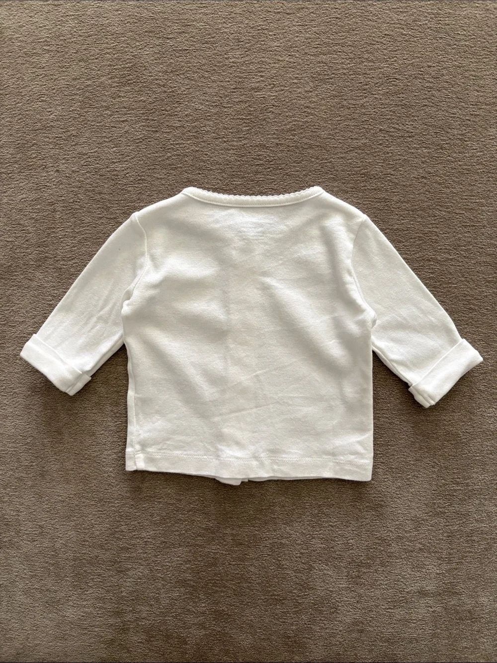 Carter's White Button-Front Cardigan with Gold Bow